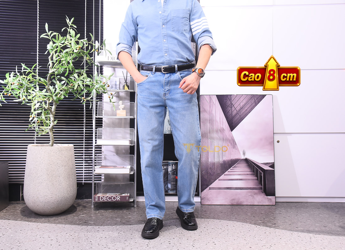 Giày cao nam 8cm slip on  9